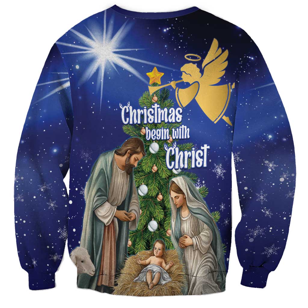 Lithuania Christmas Sweatshirt Chistmas Begin With Christ - Wonder Print Shop