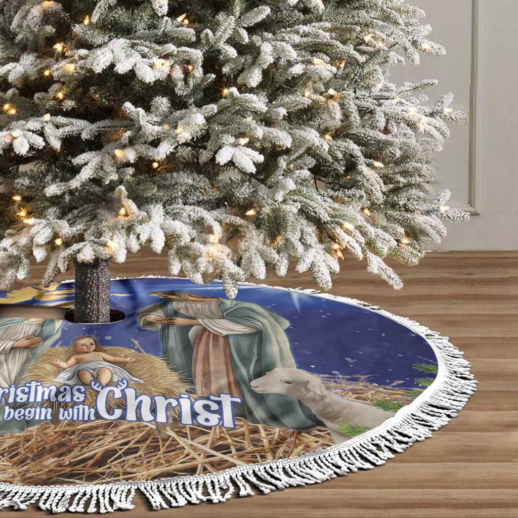 Lithuania Christmas Tree Skirt Chistmas Begin With Christ - Wonder Print Shop