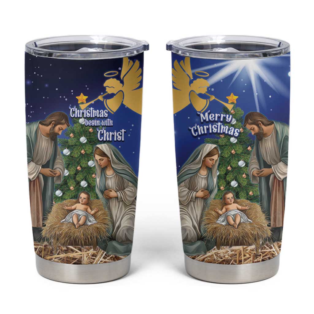Lithuania Christmas Tumbler Cup Chistmas Begin With Christ - Wonder Print Shop