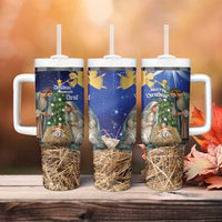Lithuania Christmas Tumbler With Handle Chistmas Begin With Christ - Wonder Print Shop