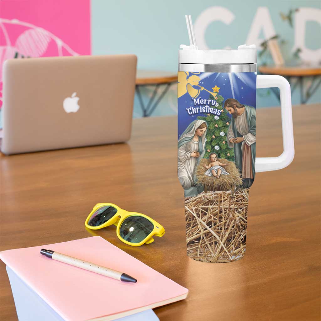 Lithuania Christmas Tumbler With Handle Chistmas Begin With Christ - Wonder Print Shop