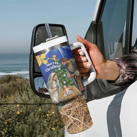 Lithuania Christmas Tumbler With Handle Chistmas Begin With Christ - Wonder Print Shop