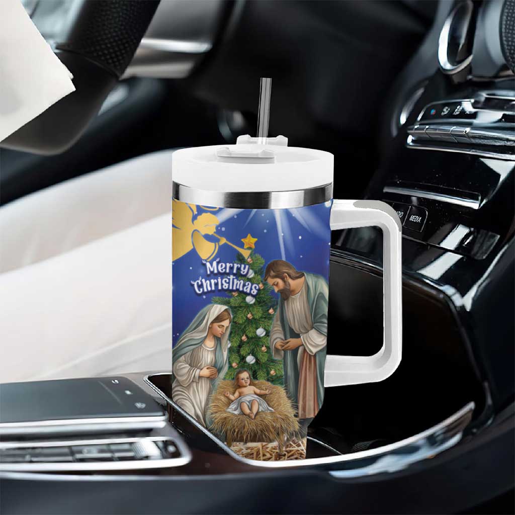 Lithuania Christmas Tumbler With Handle Chistmas Begin With Christ - Wonder Print Shop