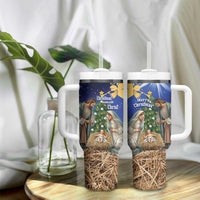 Lithuania Christmas Tumbler With Handle Chistmas Begin With Christ - Wonder Print Shop