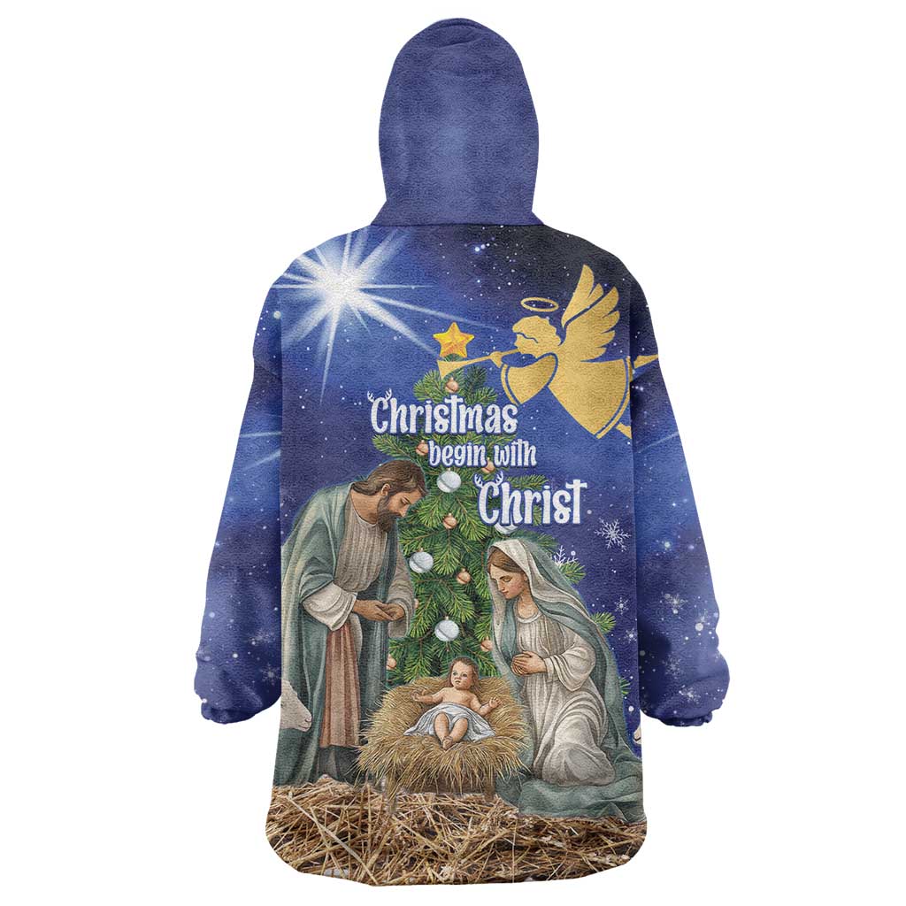 Lithuania Christmas Wearable Blanket Hoodie Chistmas Begin With Christ - Wonder Print Shop