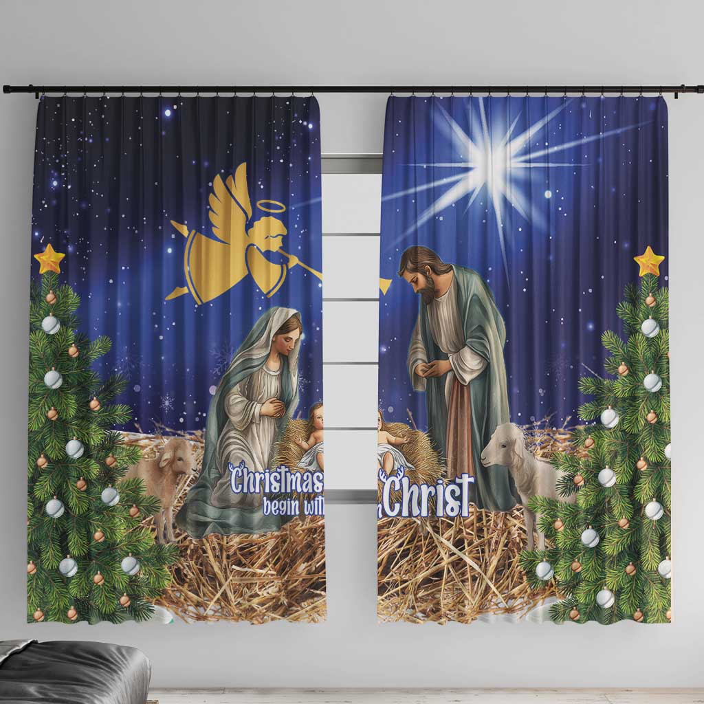 Lithuania Christmas Window Curtain Chistmas Begin With Christ - Wonder Print Shop