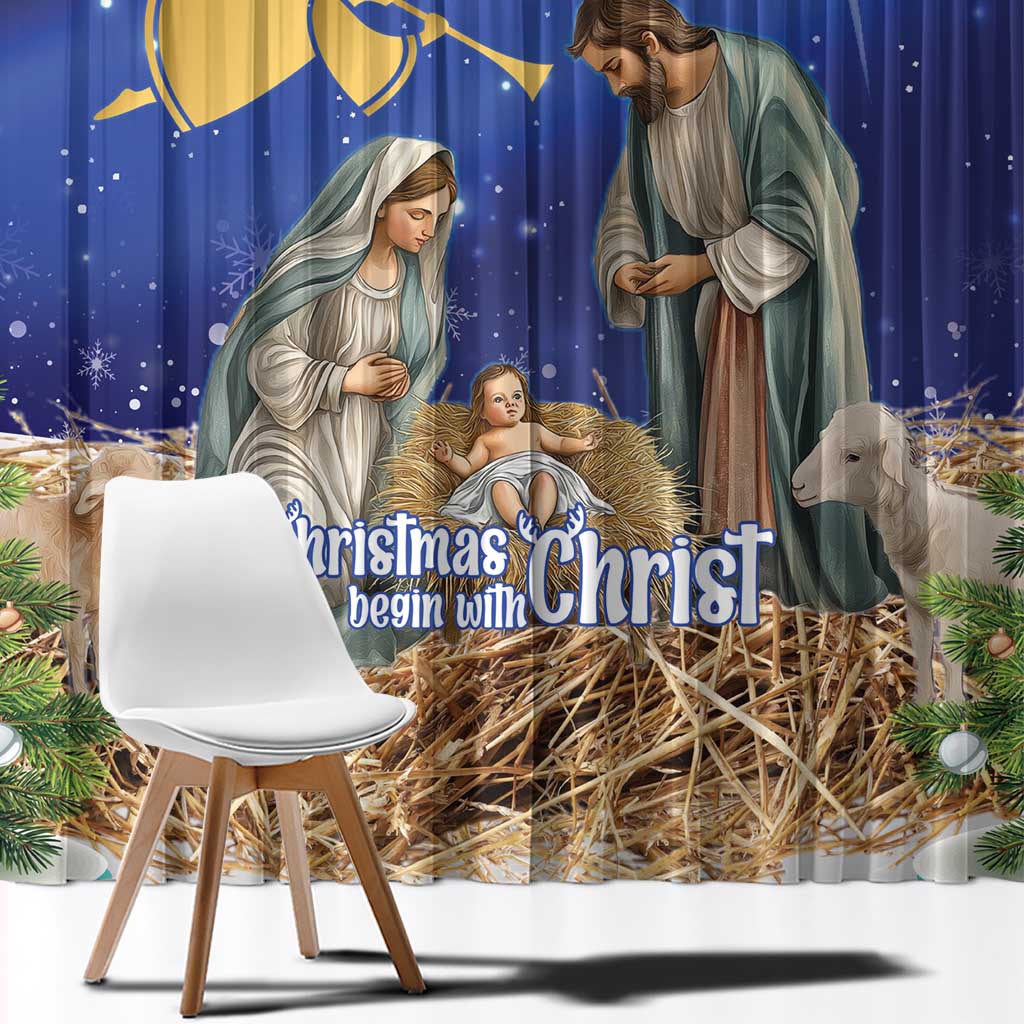 Lithuania Christmas Window Curtain Chistmas Begin With Christ - Wonder Print Shop