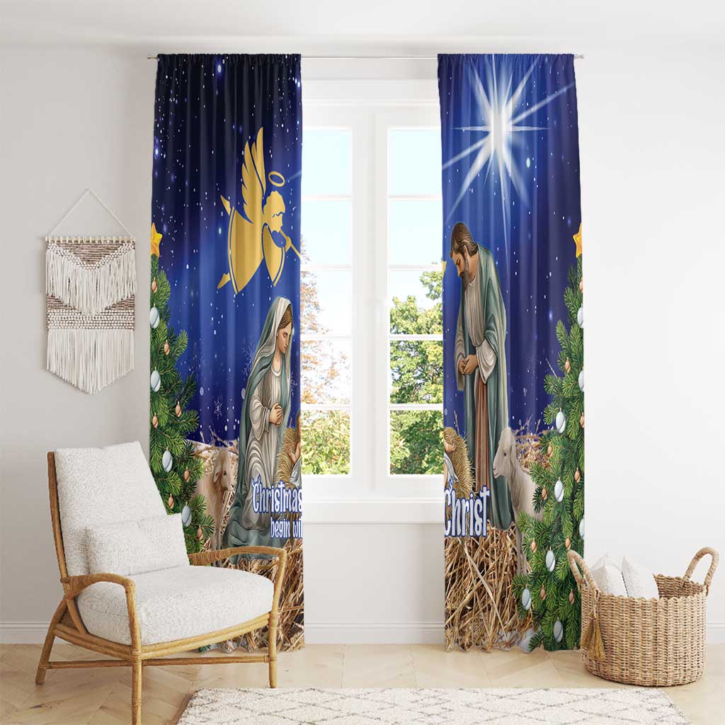 Lithuania Christmas Window Curtain Chistmas Begin With Christ - Wonder Print Shop