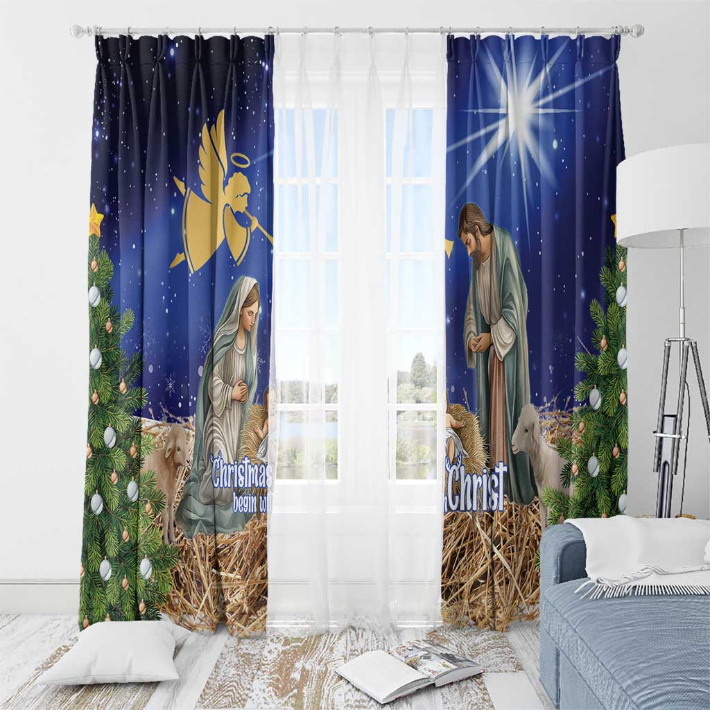 Lithuania Christmas Window Curtain Chistmas Begin With Christ - Wonder Print Shop