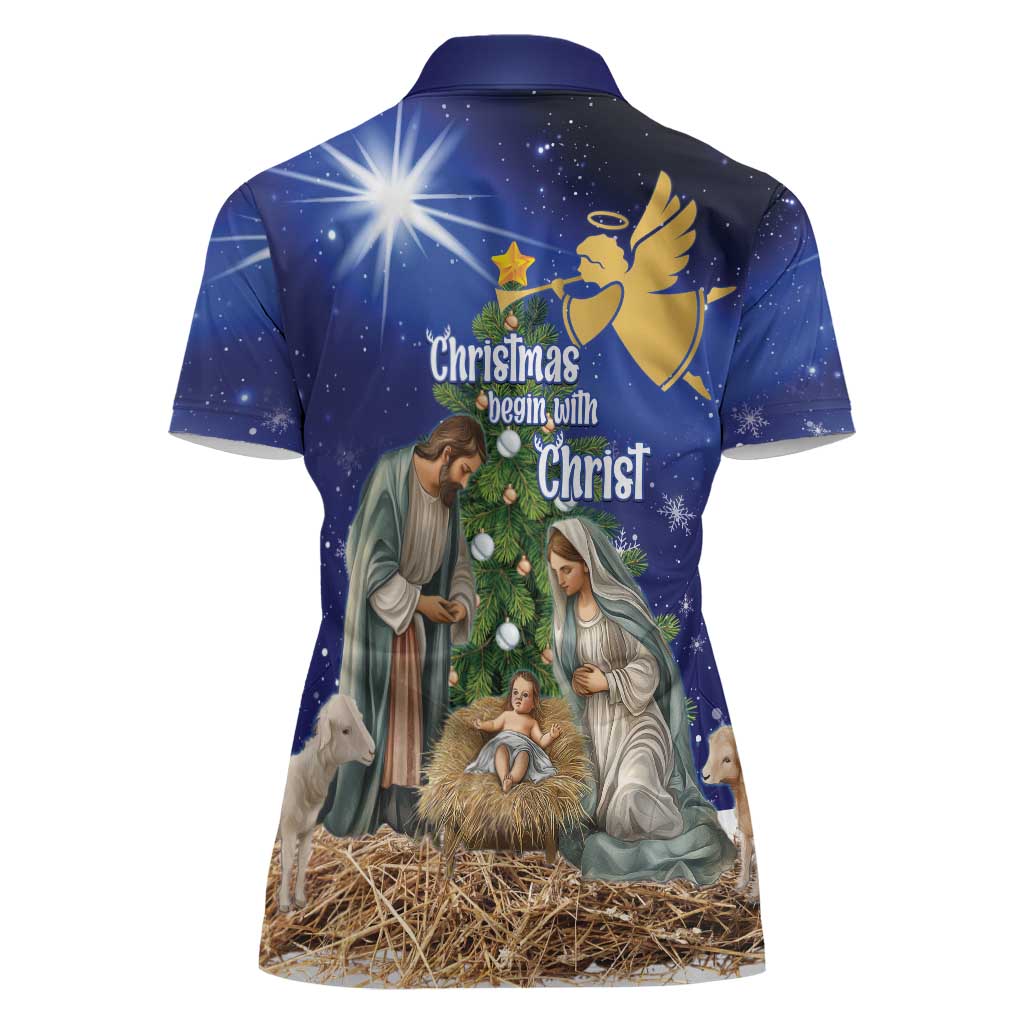 Lithuania Christmas Women Polo Shirt Chistmas Begin With Christ - Wonder Print Shop