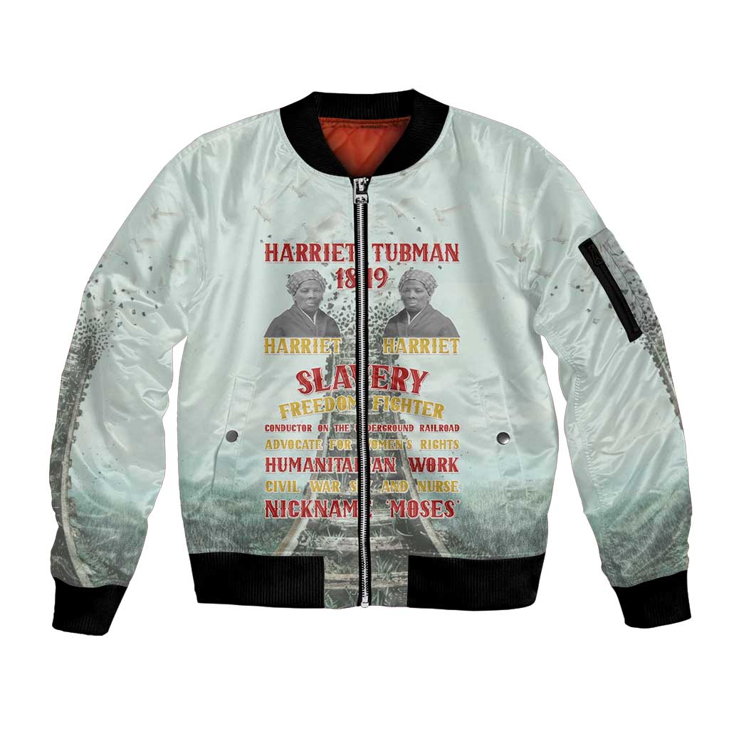 Harriet Tubman 1849 Sleeve Zip Bomber Jacket Freedom Fighter Legacy - Wonder Print Shop