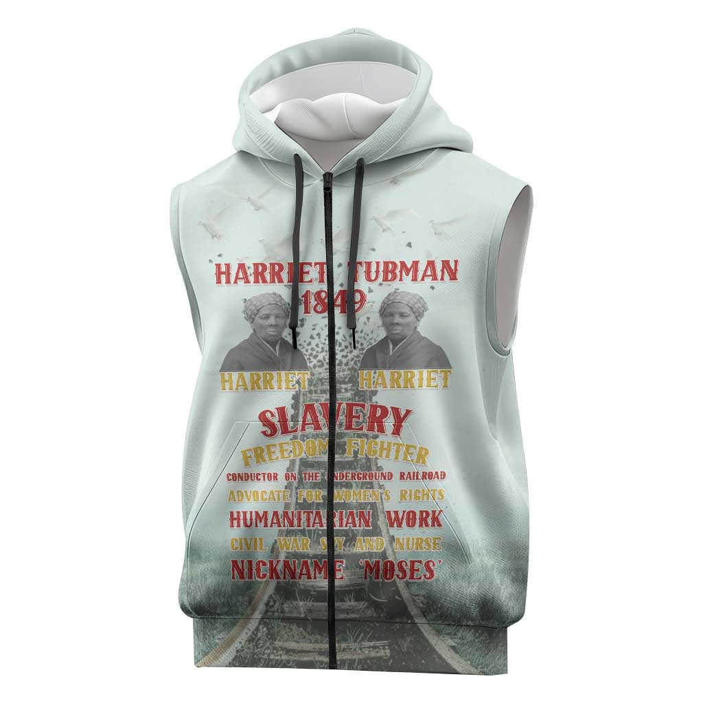 Harriet Tubman 1849 Sleeveless Zip Hoodie Freedom Fighter Legacy - Wonder Print Shop