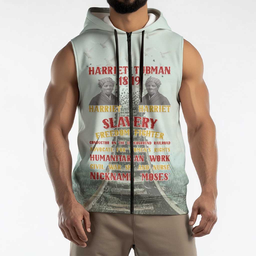 Harriet Tubman 1849 Sleeveless Zip Hoodie Freedom Fighter Legacy - Wonder Print Shop