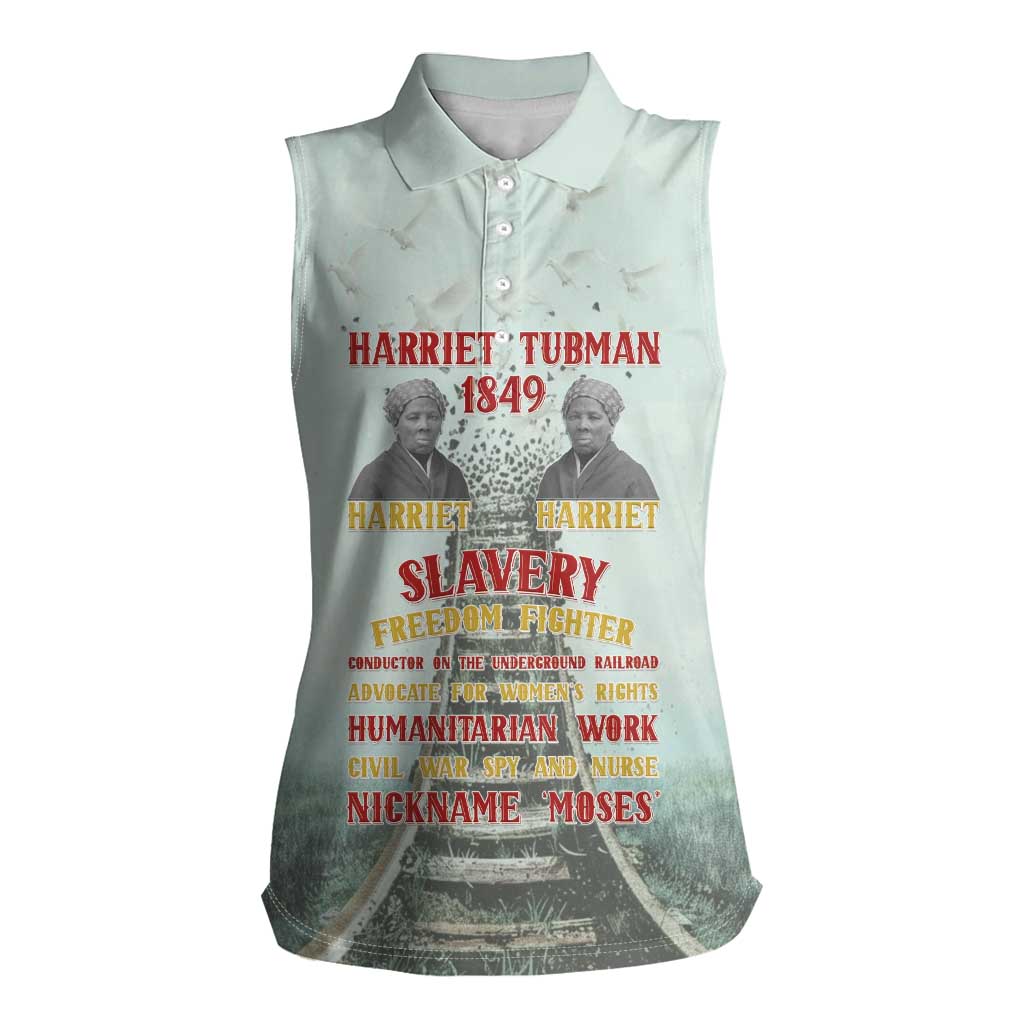 Harriet Tubman 1849 Women Sleeveless Polo Shirt Freedom Fighter Legacy - Wonder Print Shop