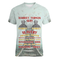 Harriet Tubman 1849 Women V-Neck T-Shirt Freedom Fighter Legacy - Wonder Print Shop