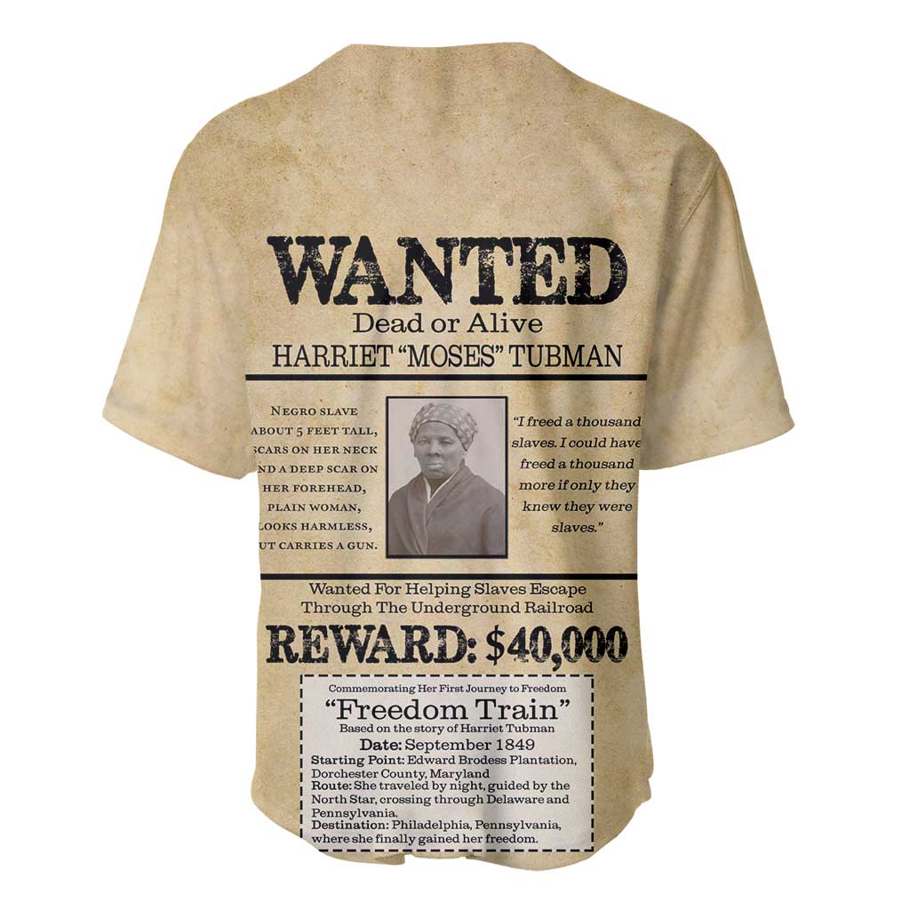 WANTED for Freedom Baseball Jersey Harriet Moses Tubman - Wonder Print Shop