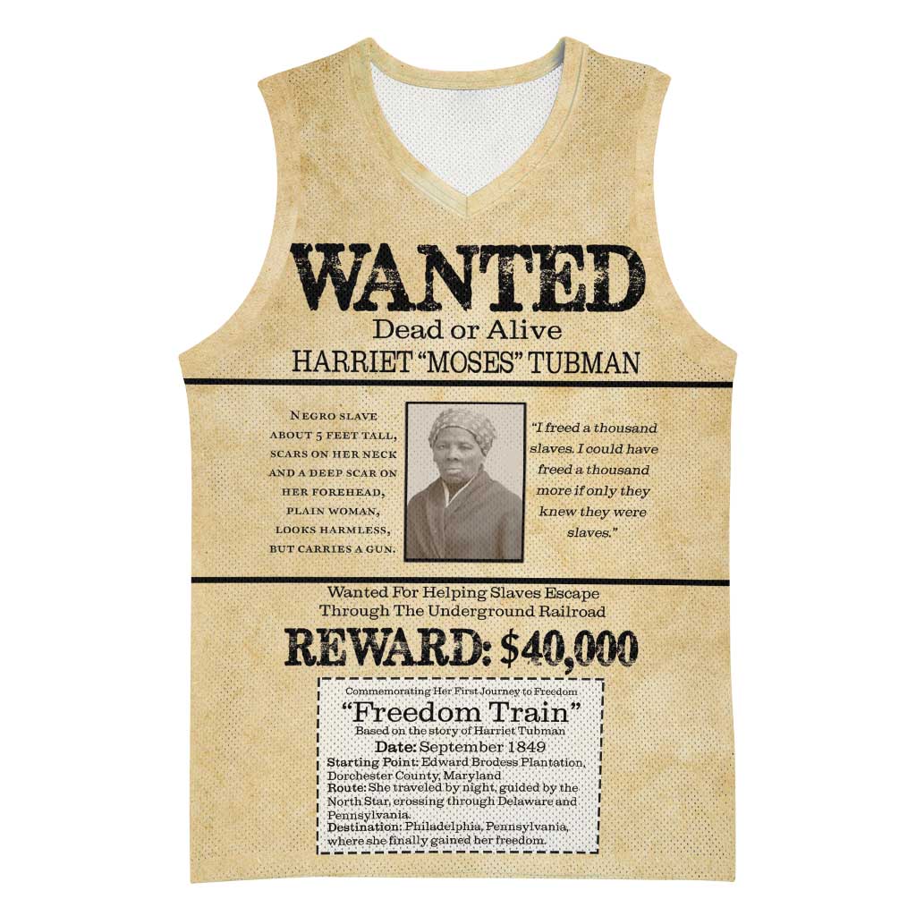 WANTED for Freedom Basketball Jersey Harriet Moses Tubman - Wonder Print Shop