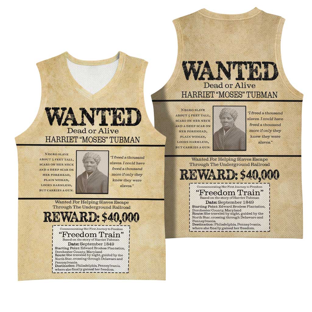 WANTED for Freedom Basketball Jersey Harriet Moses Tubman - Wonder Print Shop