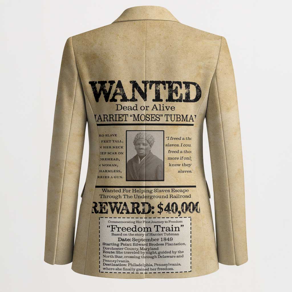 WANTED for Freedom Blazer Harriet Moses Tubman - Wonder Print Shop