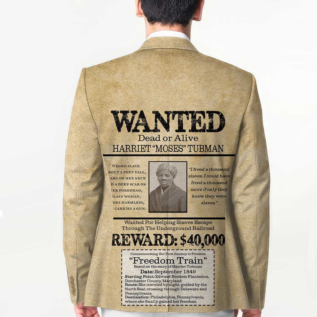 WANTED for Freedom Blazer Harriet Moses Tubman - Wonder Print Shop