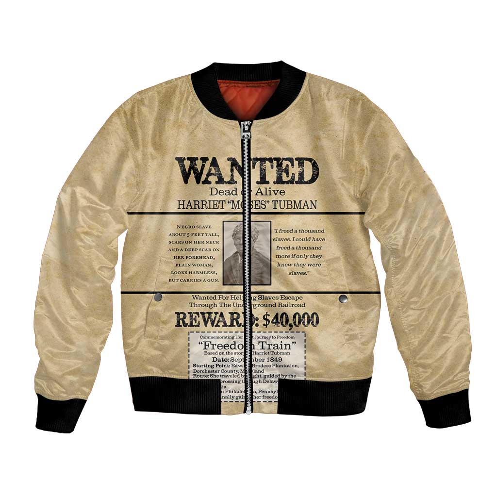 WANTED for Freedom Bomber Jacket Harriet Moses Tubman - Wonder Print Shop