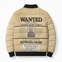 WANTED for Freedom Bomber Puffer Jacket Harriet Moses Tubman - Wonder Print Shop