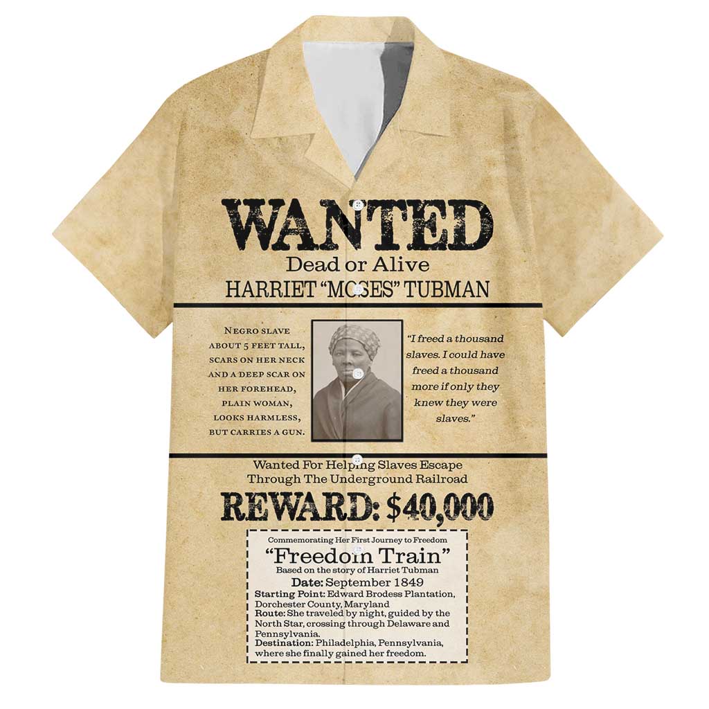WANTED for Freedom Hawaiian Shirt Harriet Moses Tubman - Wonder Print Shop