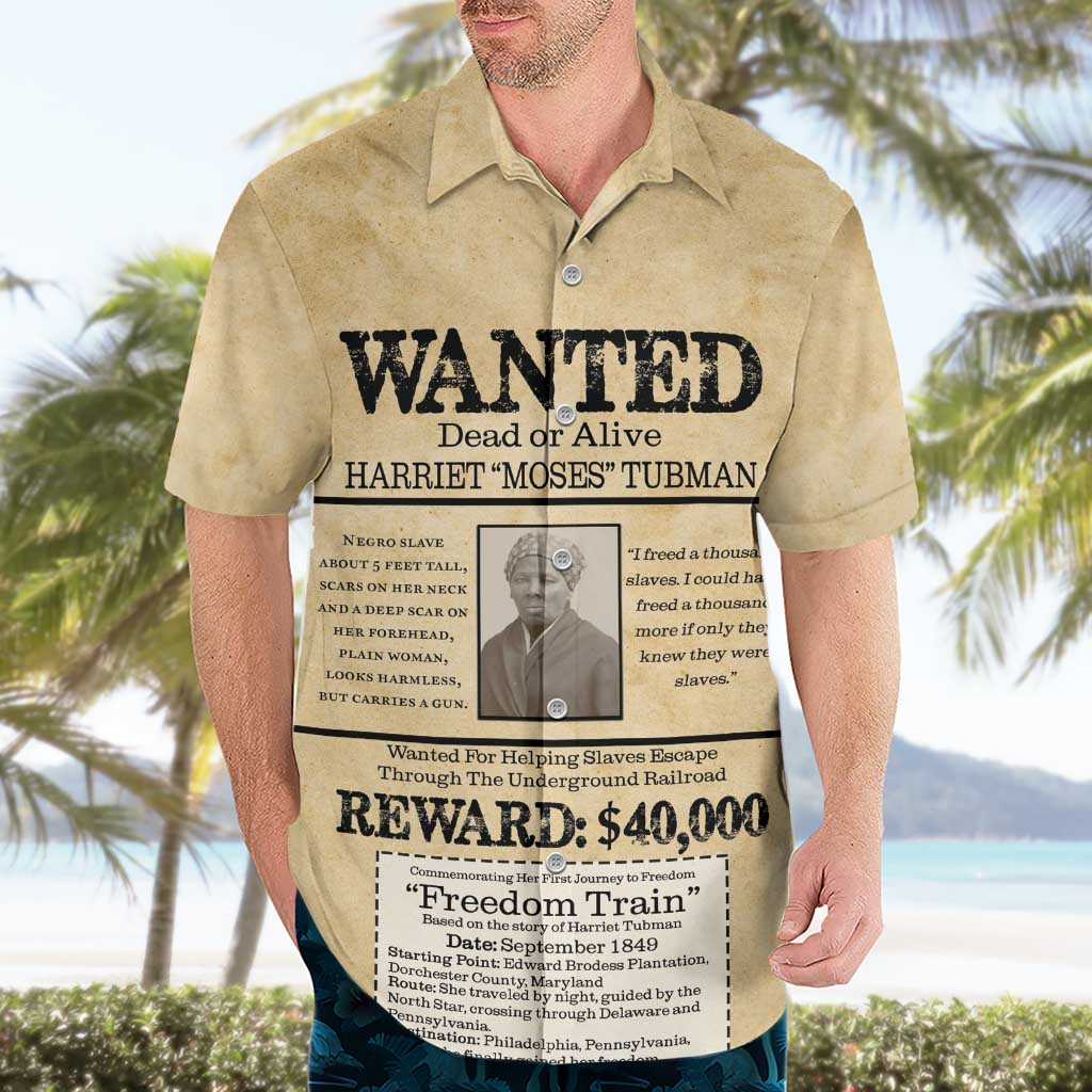 WANTED for Freedom Hawaiian Shirt Harriet Moses Tubman - Wonder Print Shop