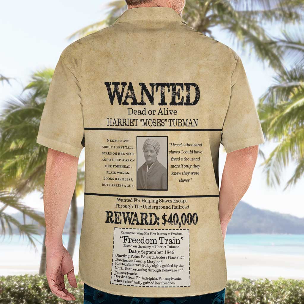 WANTED for Freedom Hawaiian Shirt Harriet Moses Tubman - Wonder Print Shop