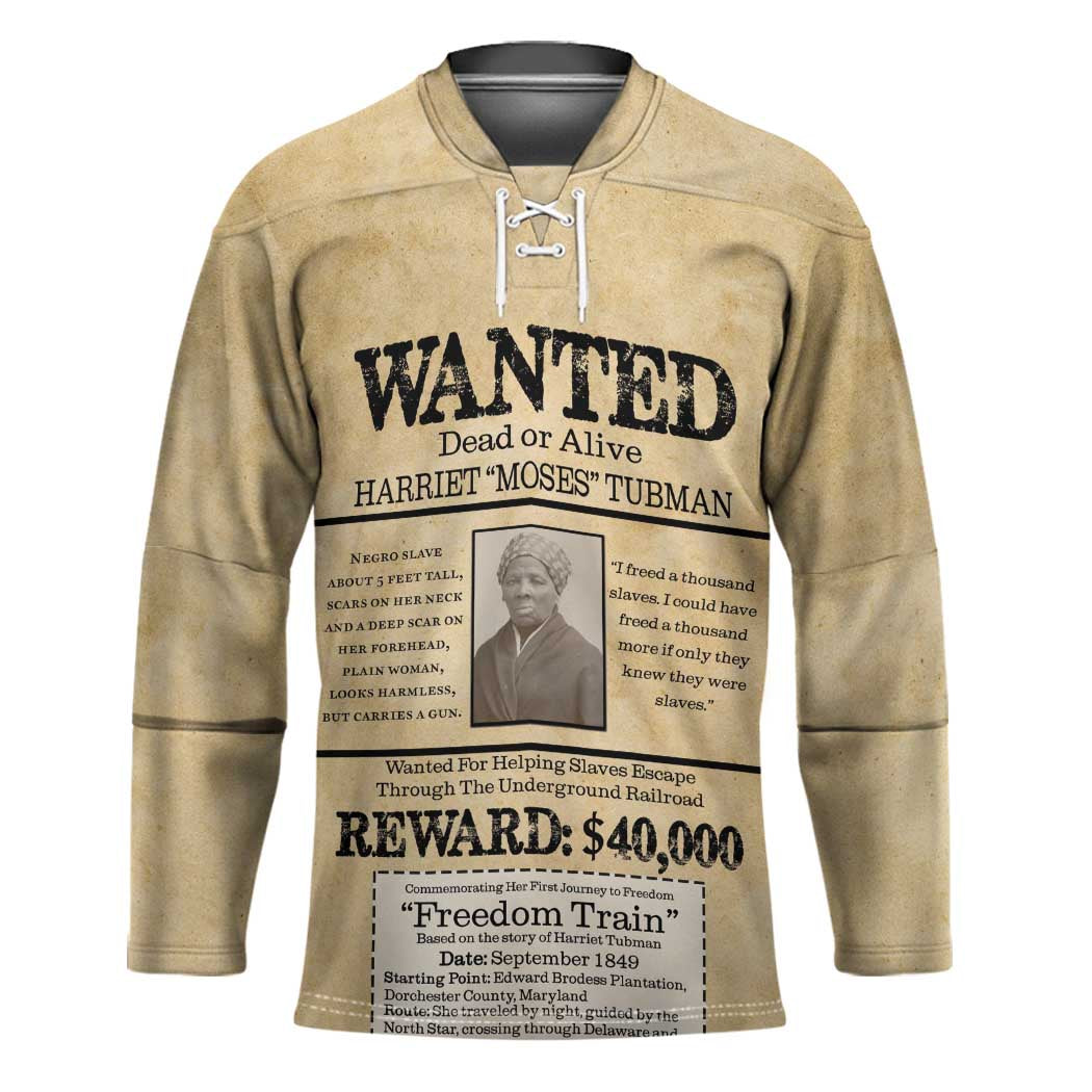 WANTED for Freedom Hockey Jersey Harriet Moses Tubman - Wonder Print Shop