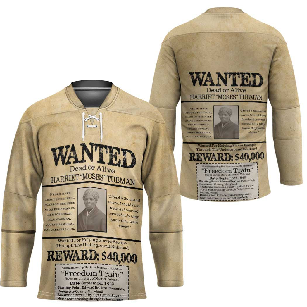WANTED for Freedom Hockey Jersey Harriet Moses Tubman - Wonder Print Shop