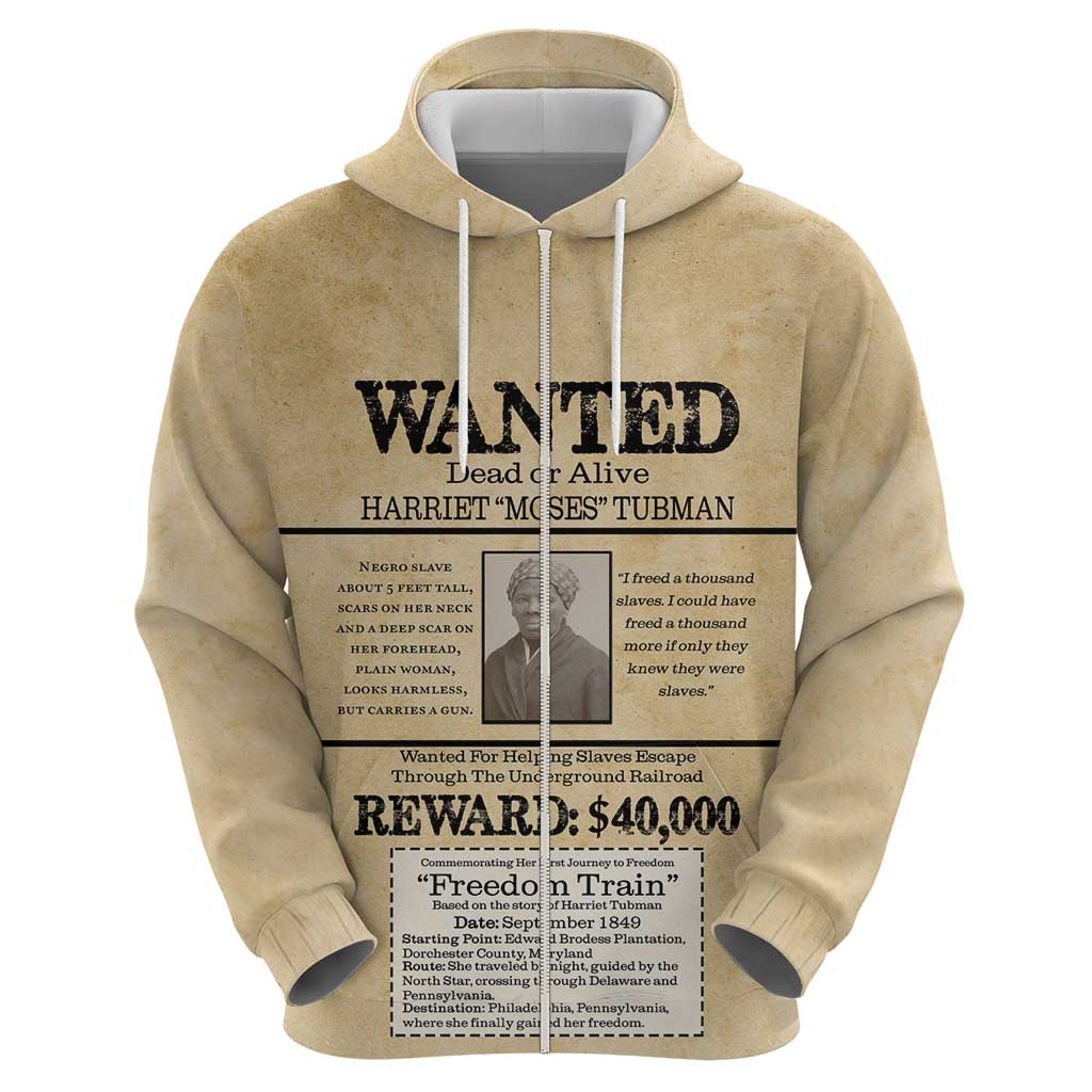 WANTED for Freedom Hoodie Harriet Moses Tubman - Wonder Print Shop