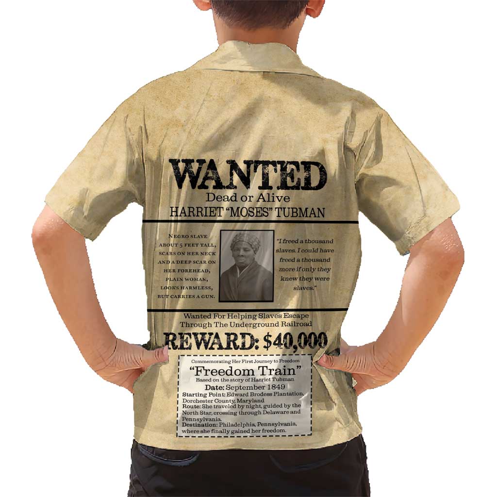 WANTED for Freedom Kid Hawaiian Shirt Harriet Moses Tubman - Wonder Print Shop