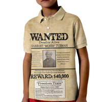 WANTED for Freedom Kid Polo Shirt Harriet Moses Tubman - Wonder Print Shop