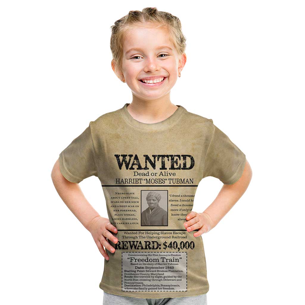 WANTED for Freedom Kid T Shirt Harriet Moses Tubman - Wonder Print Shop