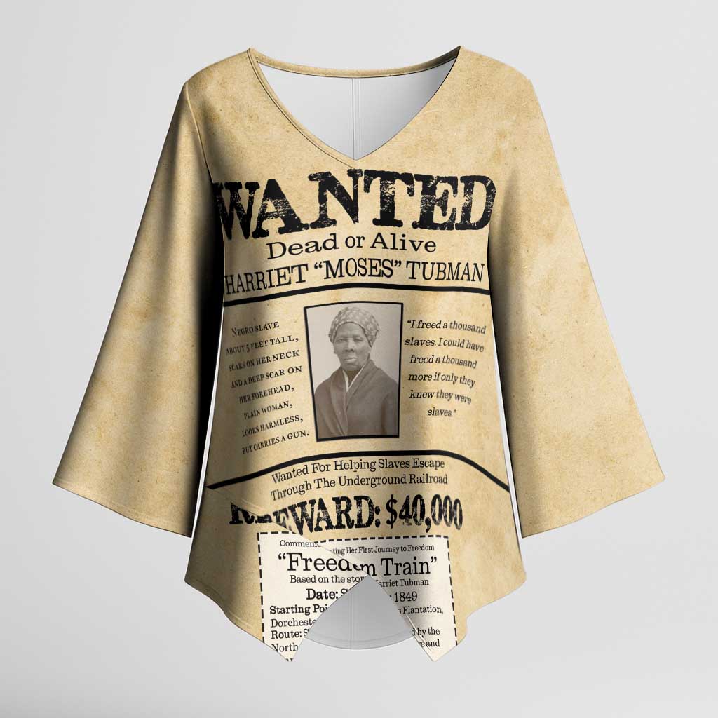 WANTED for Freedom Kimono Sleeve Blouse Harriet Moses Tubman - Wonder Print Shop