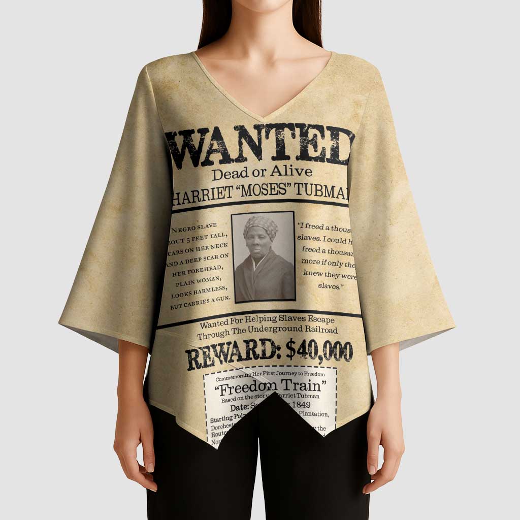 WANTED for Freedom Kimono Sleeve Blouse Harriet Moses Tubman - Wonder Print Shop