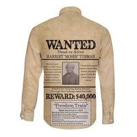 WANTED for Freedom Long Sleeve Button Shirt Harriet Moses Tubman - Wonder Print Shop