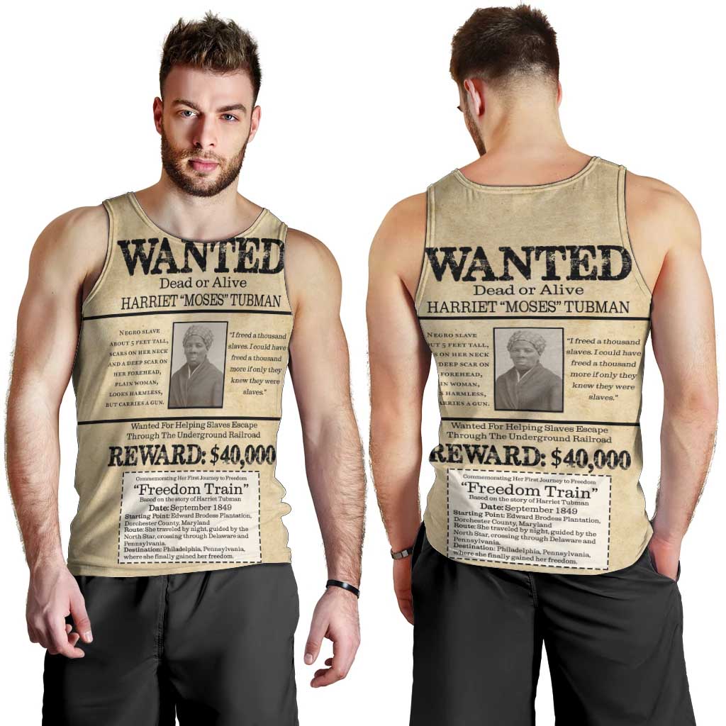 WANTED for Freedom Men Tank Top Harriet Moses Tubman - Wonder Print Shop