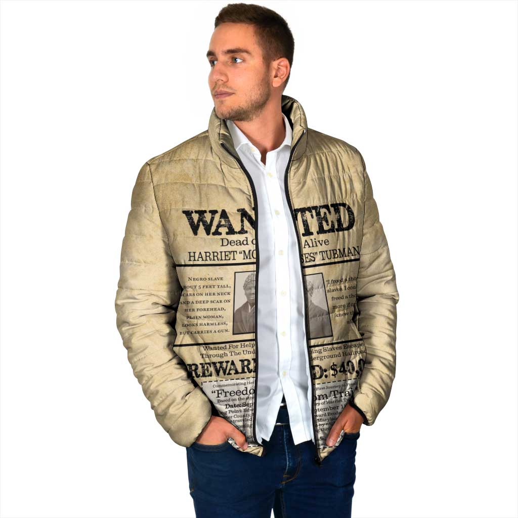 WANTED for Freedom Padded Jacket Harriet Moses Tubman - Wonder Print Shop