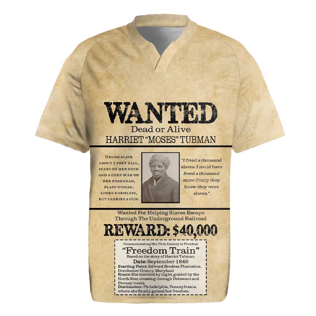 WANTED for Freedom Rugby Jersey Harriet Moses Tubman - Wonder Print Shop