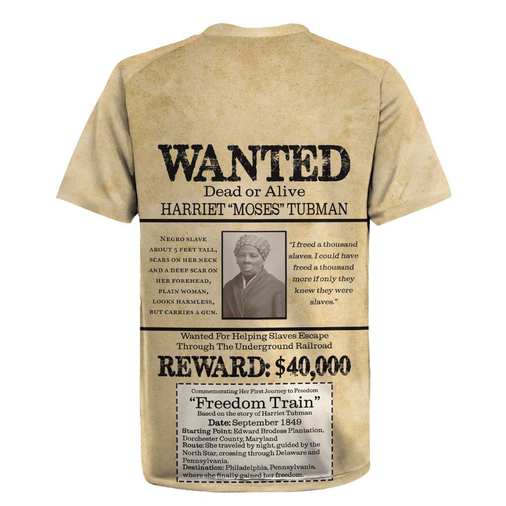 WANTED for Freedom Rugby Jersey Harriet Moses Tubman - Wonder Print Shop