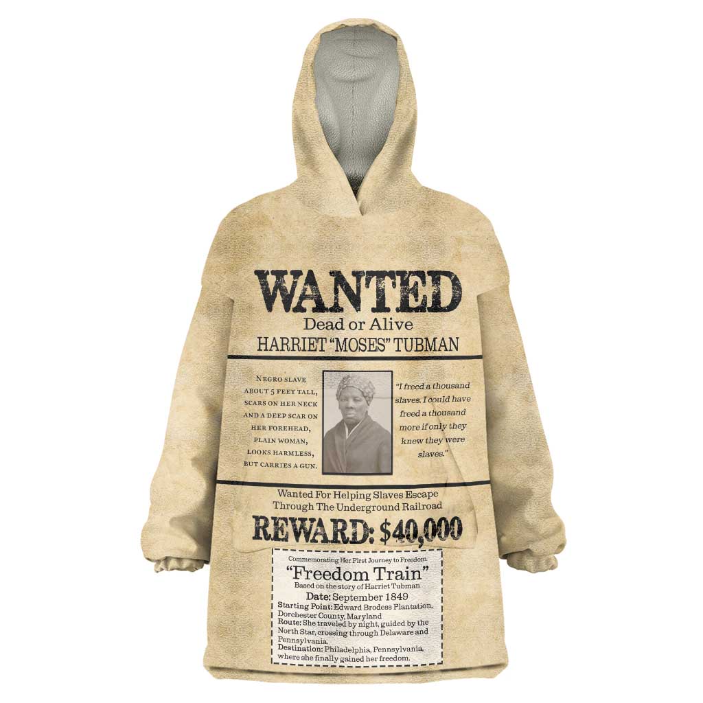 WANTED for Freedom Wearable Blanket Hoodie Harriet Moses Tubman - Wonder Print Shop