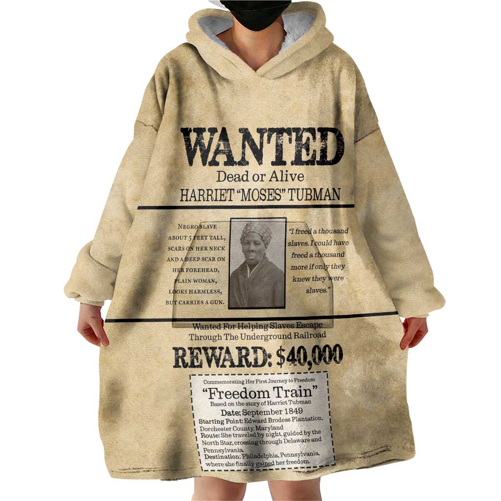 WANTED for Freedom Wearable Blanket Hoodie Harriet Moses Tubman - Wonder Print Shop