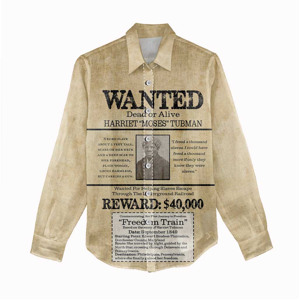 WANTED for Freedom Women Casual Shirt Harriet Moses Tubman - Wonder Print Shop