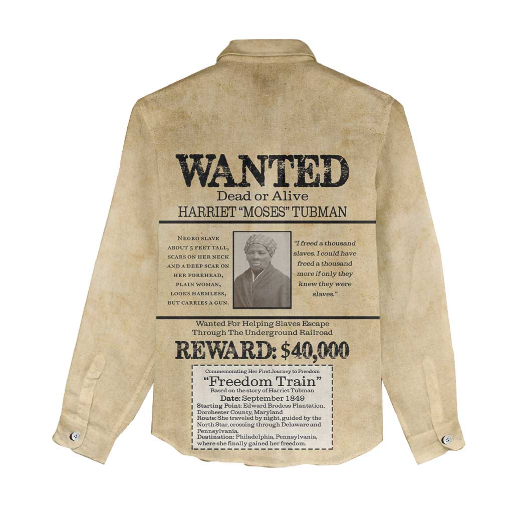WANTED for Freedom Women Casual Shirt Harriet Moses Tubman - Wonder Print Shop