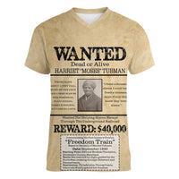WANTED for Freedom Women V-Neck T-Shirt Harriet Moses Tubman - Wonder Print Shop