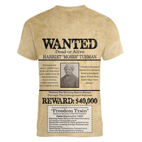 WANTED for Freedom Women V-Neck T-Shirt Harriet Moses Tubman - Wonder Print Shop