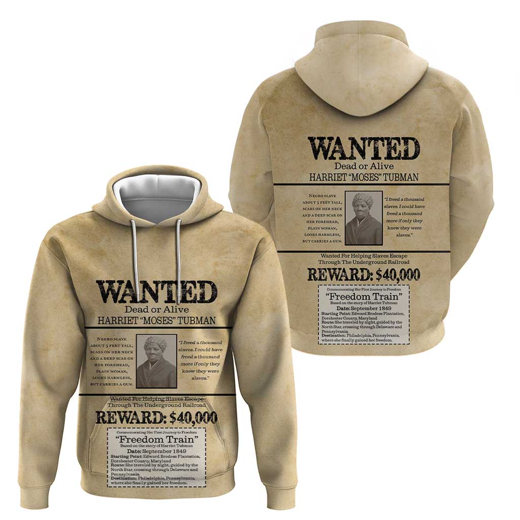 WANTED for Freedom Zip Hoodie Harriet Moses Tubman - Wonder Print Shop