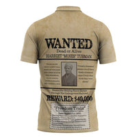 WANTED for Freedom Zipper Polo Shirt Harriet Moses Tubman - Wonder Print Shop